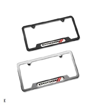 LICENSE PLATE FRAME - DODGE BRAND LOGO - Satin Black