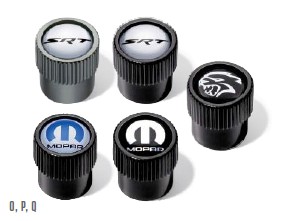 TIRE VALVE STEM CAPS - BLACK SRT HELLCAT LOGO